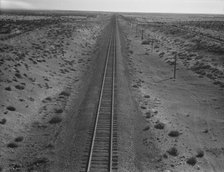 Western Pacific line runs through unclaimed desert of northern Oregon, 1939. Creator: Dorothea Lange.