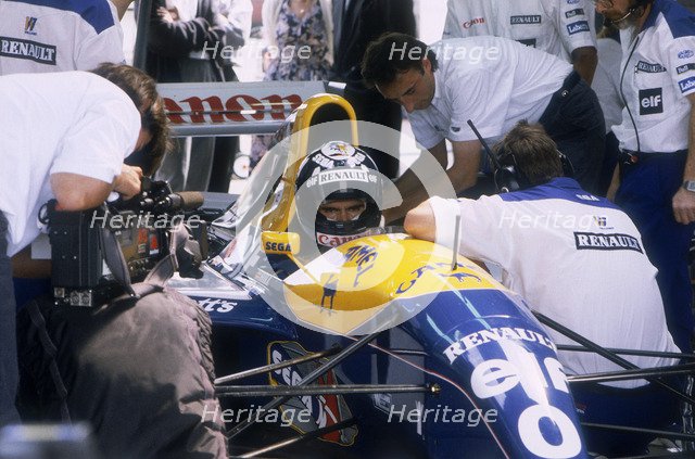Damon Hill in his Williams-Renault, 1993. Artist: Unknown