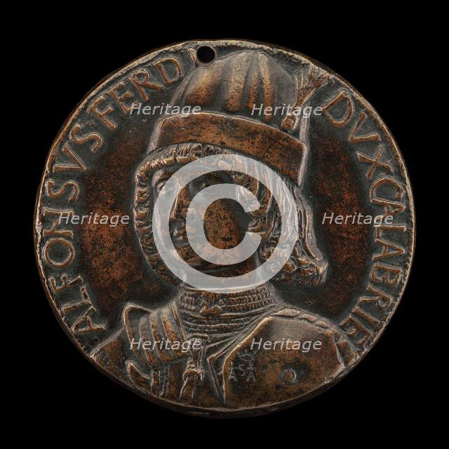 Alfonso II of Aragon, 1448-1495, Duke of Calabria 1458, afterwards King of Naples...[obverse], 1481. Creator: Andrea Guacialoti.