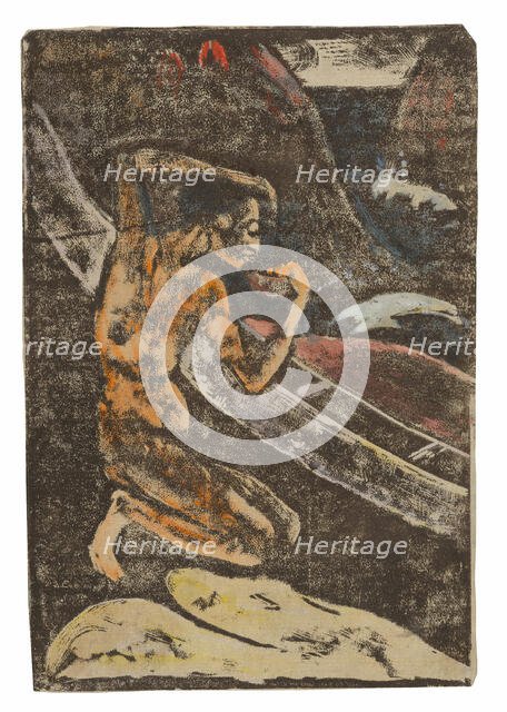 A Fisherman Drinking Beside His Canoe, 1894. Creator: Paul Gauguin.