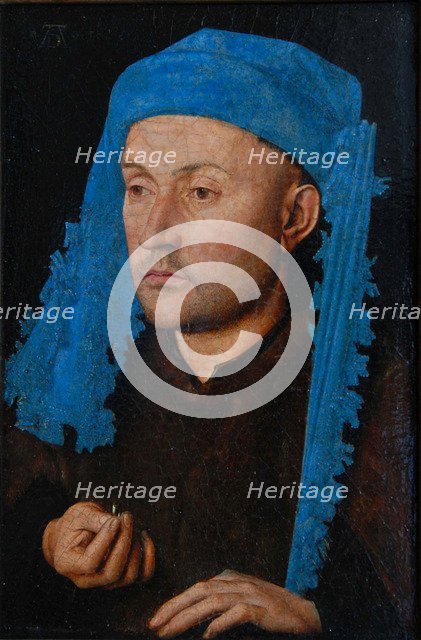 Portrait of a man with a blue chaperon (Man with Ring). Artist: Eyck, Jan van (1390-1441)