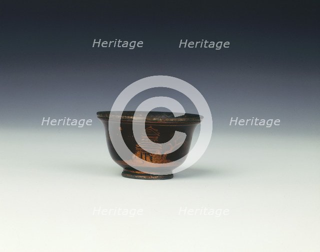 Black lacquer cup with landscape scene, Qing dynasty, China, 18th century. Artist: Unknown