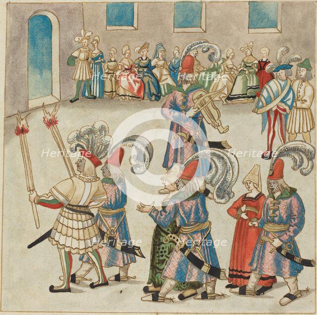 Two Dancing Couples Led by Torch-bearing Knights, c. 1515. Creator: Unknown.