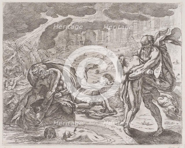 The deluge, figures being pulled from the water, ca. 1640-42. Creator: Pietro Testa.