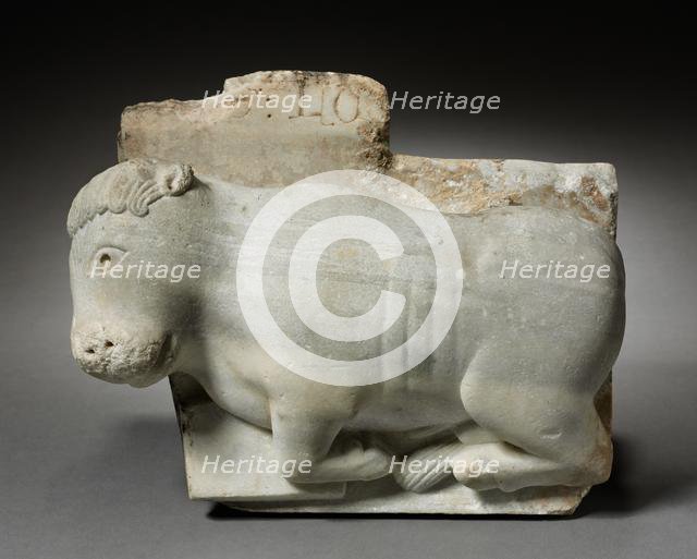 Fragment of a Capital with the Ox of Saint Luke, c. 1175-1200. Creator: Unknown.