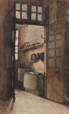 Kitchen Interior, c1862. Creator: Theodule Ribot.