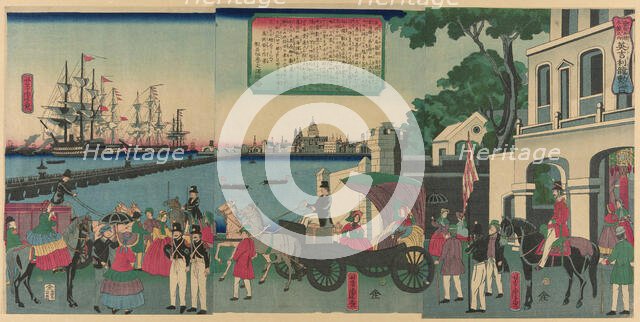 The Port of London, England (Igirisu Rondon no kaiko), from the series "Collection of Scen..., 1862. Creator: Utagawa Yoshitora.