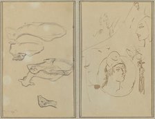 Five Sheep; Four Head Studies [verso], 1884-1888. Creator: Paul Gauguin.
