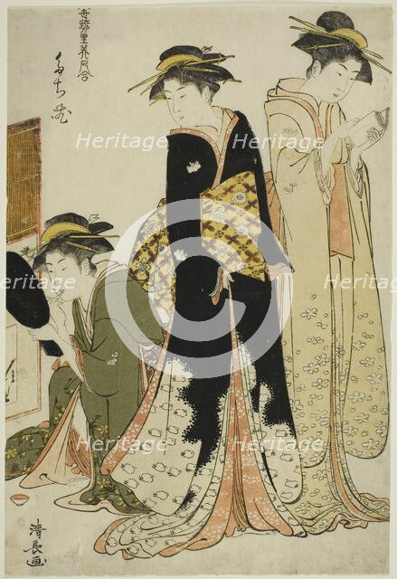 Entertainers of the Tachibana, from the series "A Collection of Contemporary Beauties of..., c.1784. Creator: Torii Kiyonaga.