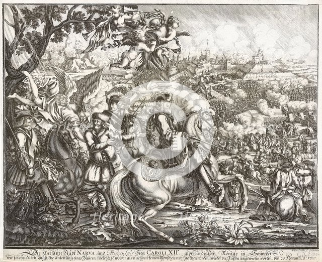 The Battle of Narva on 19 November 1700. Artist: Swidde, Willem (1660-1697)