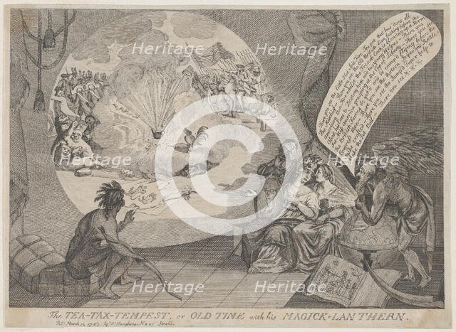 The Tea-Tax-Tempest, or Old Time with his Magick Lanthern, March 12, 1783., March 12, 1783. Creator: Anon.