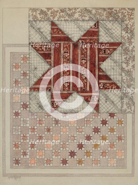 Pieced and Quilted Coverlet, c. 1937. Creator: Maud M Holme.