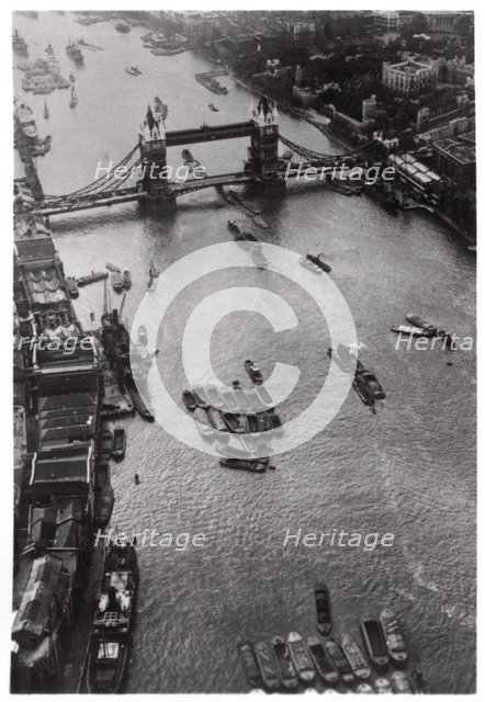 Aerial view of Tower Bridge, London, from a Zeppelin, 1931 (1933). Artist: Unknown