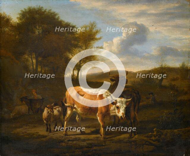 Mountainous Landscape with Cows, 1663. Creator: Adriaen van de Velde.