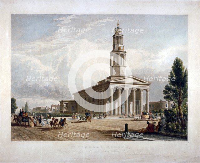St Pancras New Church on the Euston Road, London, c1822. Creators: T Kearnan, Richard Gilson Reeve.