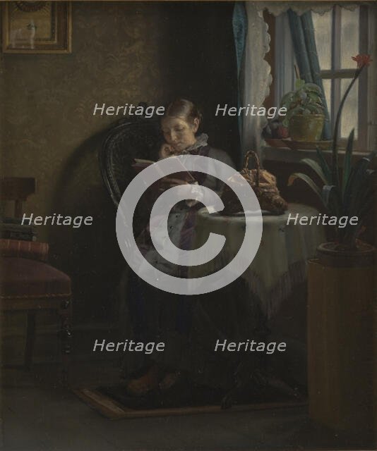 The Artist's Wife Reading, 1881. Creator: Michael Peter Ancher.