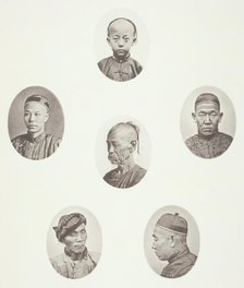 Cantonese Boy; Cantonese Merchant; Mongolian Male Head; A Venerable Head; A Labourer..., c. 1868. Creator: John Thomson.