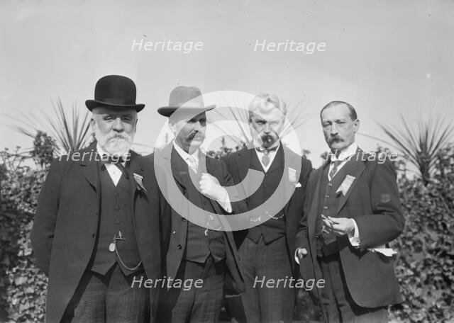 Jos. Ellis, Sir John Randles, G. Muir Ritchie, and Col. Sir Chas. Allen standing together... 1910. Creator: Bain News Service.