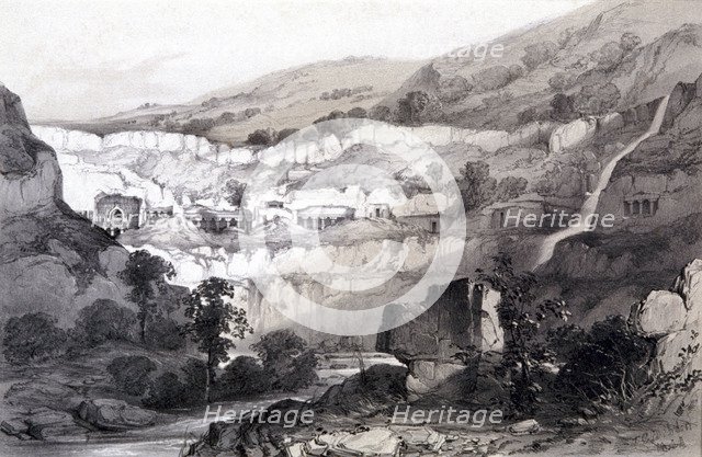 View of Caves, Ajunta, India, 1844. Artist: Thomas Colman Dibdin