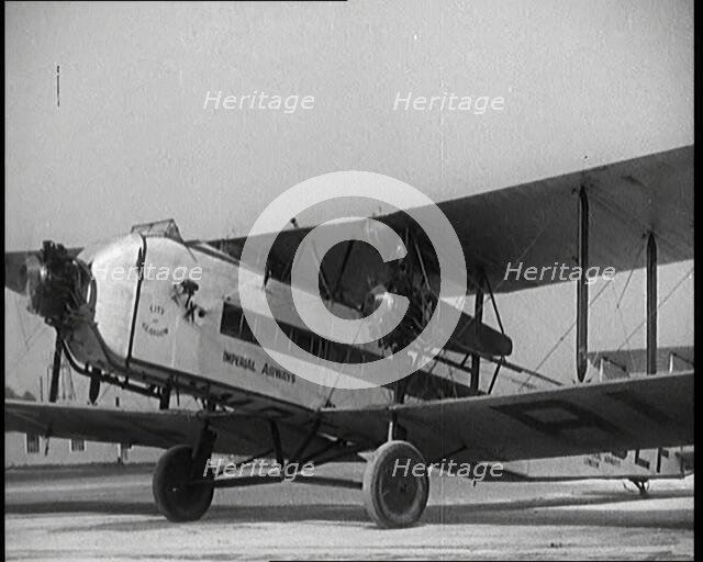 An Imperial Airways Aircraft Taxiing Along the Ground, 1920s. Creator: British Pathe Ltd.