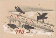 Christmas card with four crows, 1878-1917. Creator: Theo van Hoytema.