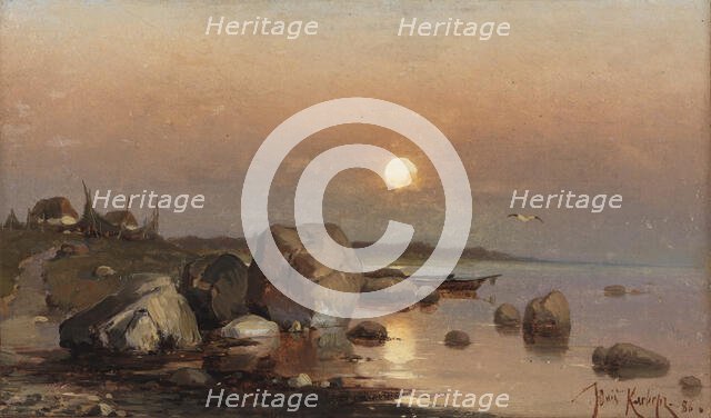 Moonlight on the beach, 1886. Creator: Yuly Klever.