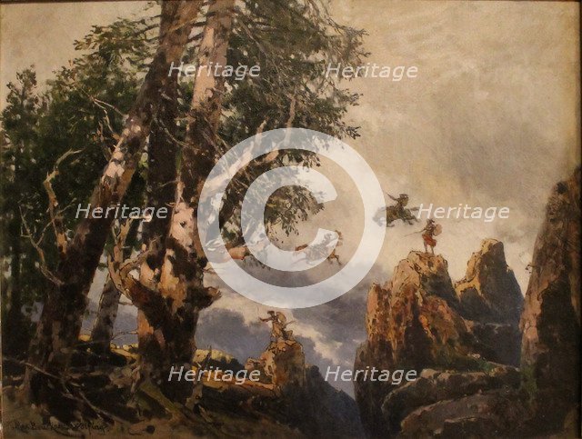 The Valkyrie's rock. Set design for Act III of opera Die Walküre by Richard Wagner. Bayreuth, 1896, 