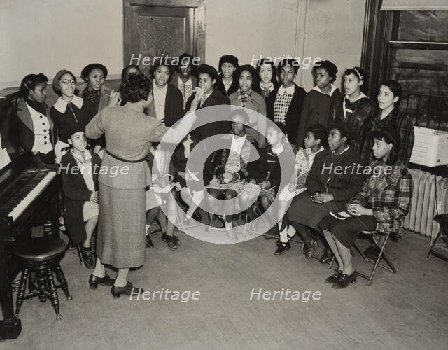 Music classes, singing, 1938. Creator: Aubrey Pollard.