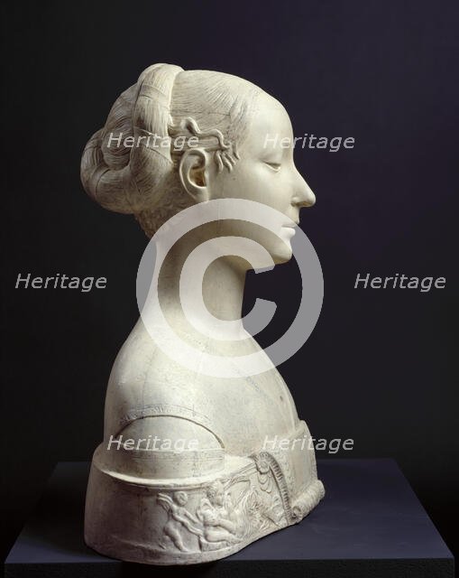Bust of a woman, possibly Ippolita Maria Sforza, 19th century (original c1473). Creator: D Brucciani & Co.