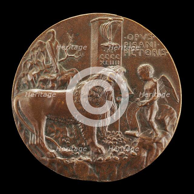 Lion Being Taught by Cupid to Sing [reverse], 1444. Creator: Pisanello.