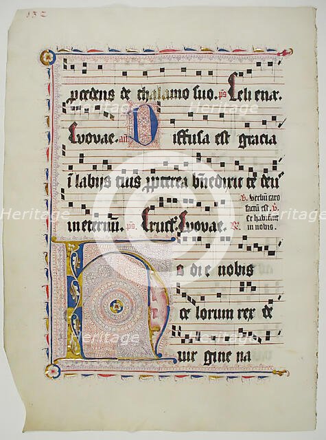 Manuscript Leaf with Initial H, from an Antiphonary, German, second quarter 15th century. Creator: Unknown.