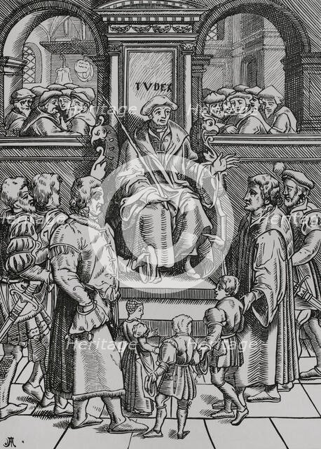 Adoption of orphan children in the Inferior Court of the Great Bailiwick, 1557 (1878). Creator: Unknown.