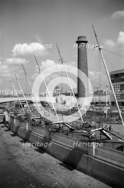 Shot Tower and lead works, Belvedere Road, Lambeth, London, c1945-1951. Artist: SW Rawlings