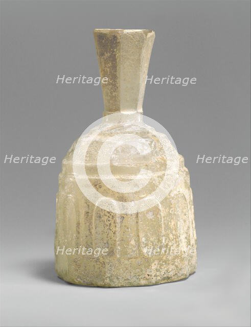 Glass Bottle with Faceted Decoration, Iran, 9th-10th century. Creator: Unknown.