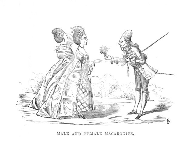 'Male and Female Macaronies', c1870. Artist: Unknown.