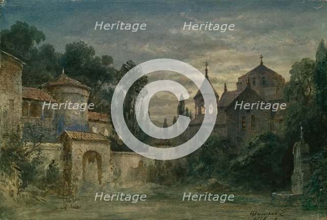 Stage design for the opera The Force of Destiny by G. Verdi, 1875. Artist: Shishkov, Matvei Andreyevich (1832-1897)
