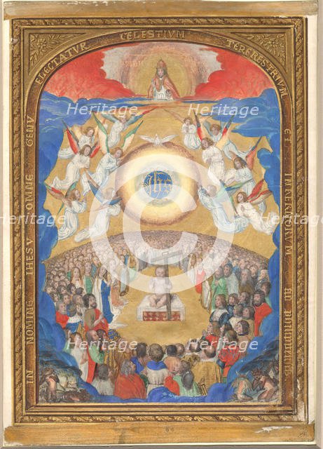 Manuscript Leaf with Adoration of the Holy Name, from a Book of Hours, after 1530 (?). Creator: Influence of Simon Bening (Netherlandish, Ghent (?) 1483/84-1561 Bruges).