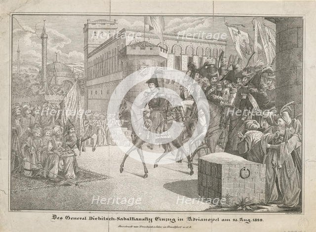 The Entry of Graf Ivan Ivanovich Diebitsch-Zabalkansky into Adrianople, 1829. Artist: Anonymous  