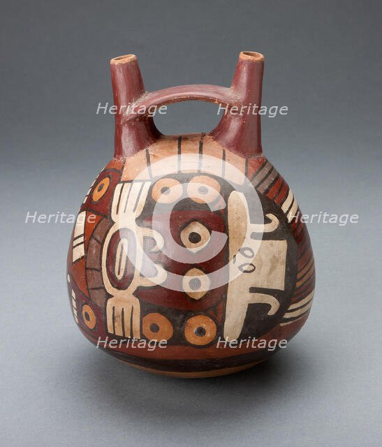 Vessel Depicting a Costumed Ritual Performer Wearing a Feline Mask, 180 B.C./A.D. 500. Creator: Unknown.