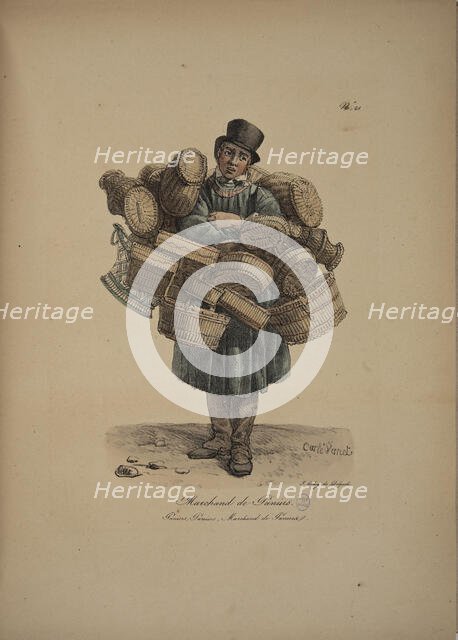 Basket seller. From the Series "Cris de Paris" (The Cries of Paris), 1815. Creator: Vernet, Carle (1758-1836).