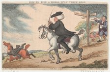 How to Ride a Horse Upon Three Legs, June 11, 1808., June 11, 1808. Creator: Thomas Rowlandson.