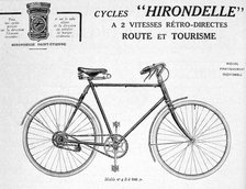 Hirondelle Saint Etienne, Bicycle Tourism Advertisement, 20th century. Artist: Unknown