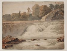 Picturesque Landscape with Waterfall, 1810-1830. Creator: T Curtiss.