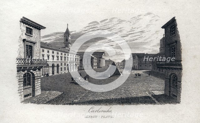 The market square at Karlsruhe, Germany, c1833. Artist: Unknown