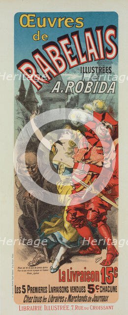 Affiche pour la publication des 'oeuvres de Rabelais'., c1898. Creator: Jules Cheret.