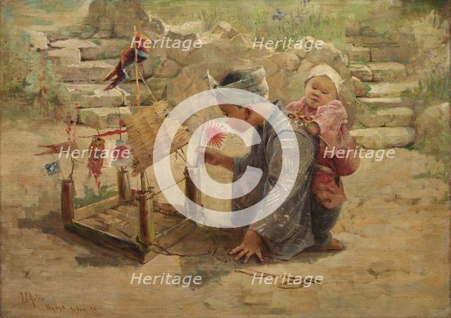 Japanese Boy Building a Man-of-War, 1895. Creator: J. C. Arter.