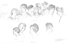 Studies of Roman headresses in the Uffizi Museum, Florence, c1880-1882. Artist: Unknown