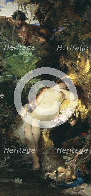 Hunting nymphs and fauns, 1875. Creator: Julius Kronberg.