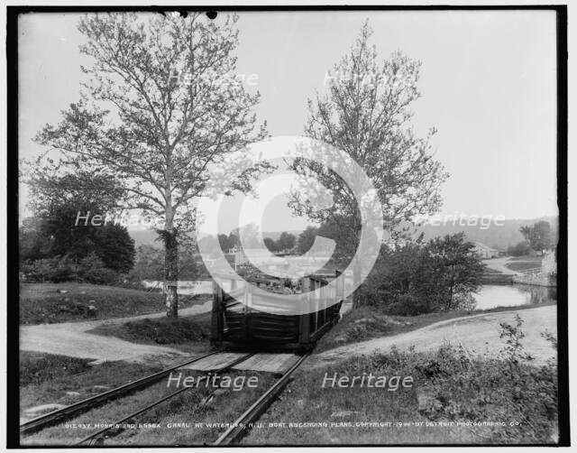 Morris and Essex Canal at Waterloo, N.J., boat ascending plane, c1900. Creator: Unknown.