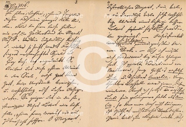 Third and fourth pages from Franz Schubert's diary, 1816 Artist: Franz Peter Schubert.